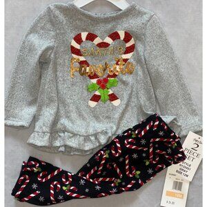 Rare, Too! 12m NWT Christmas holiday candy cane pants set Santa's favorite set